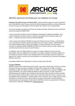 ARCHOS, partenaire de Kodak pour ses tablettes en Europe