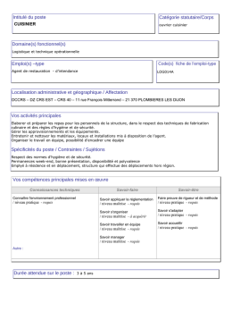 Intitul&eacute; du poste