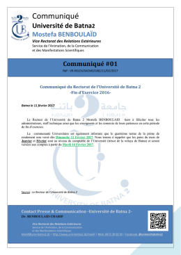 Communiqu&eacute; - Universit&eacute; de Batna 2