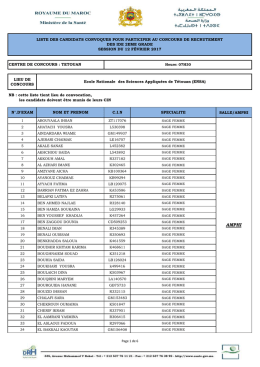 LIEU DE CONCOURS les candidats doivent &ecirc;tre munis de leurs CIN