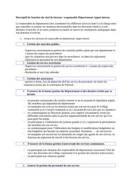 Descriptif de fonction du chef de bureau / responsable Département