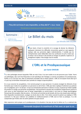 Le Billet du mois