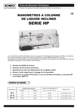 Manomètres à colonne de liquide Mesure de