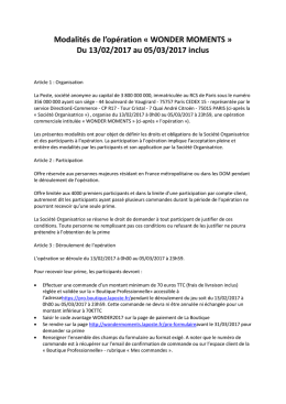 Modalit&eacute;s de l`op&eacute;ration - La Poste