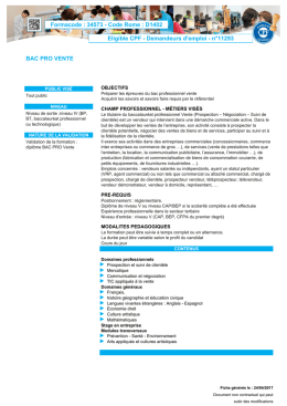 Demandeurs d`emploi - n&deg;11293 BAC PRO VENTE
