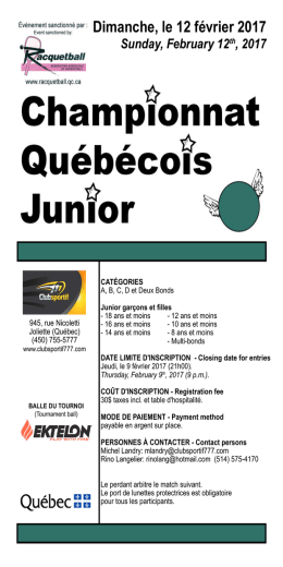 Dimanche, le 12 f&eacute;vrier 2017 Sunday, February 12th, 2017