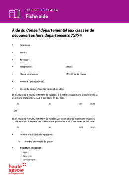 Aide du Conseil départemental aux classes de découvertes hors