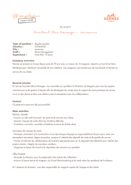 Assistant Store Manager - Lausanne