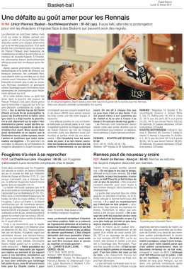 Une défaite au goût amer pour les Rennais