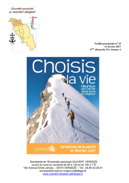 Feuille paroissiale n&deg; 25 12 f&eacute;vrier 2017 6 dimanche Per