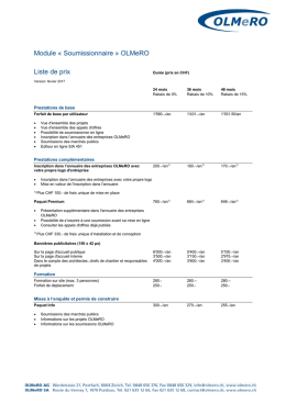 Liste des prix
