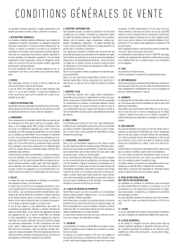 CONDITIONS G&Eacute;N&Eacute;RALES DE VENTE