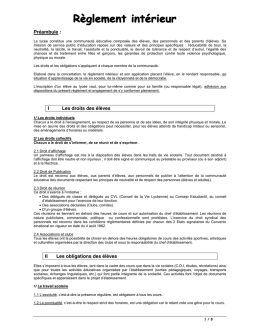 Pr&eacute;ambule : I Les droits des &eacute;l&egrave;ves II Les