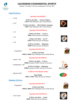 Calendrier sportif du weekend - Ville de Saint Pierre du Mont