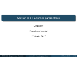 Section 8.1 : Courbes paramétrées