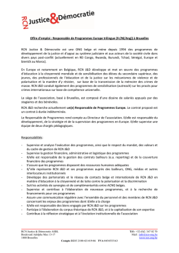 Offre d`emploi : Responsable de Programmes Europe trilingue (Fr/Nl