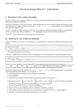 indications - Option informatique MPSI/MP/MP