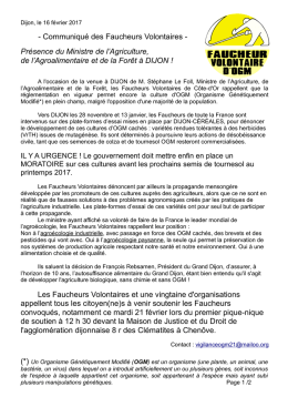 Communiqu&eacute; des Faucheurs Volontaires