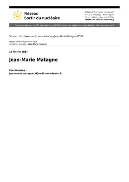 Jean-Marie Matagne - R&eacute;seau Sortir du nucl&eacute;aire