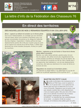 Consultez la 74&egrave;me lettre d`info hebdomadaire