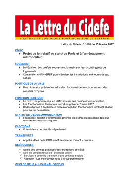 Projet de loi relatif au statut de Paris et à l`aménagement