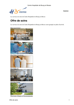 Offre de soins - Centre Hospitalier de Bourg en Bresse