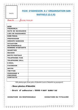 Fiche d`adhésion