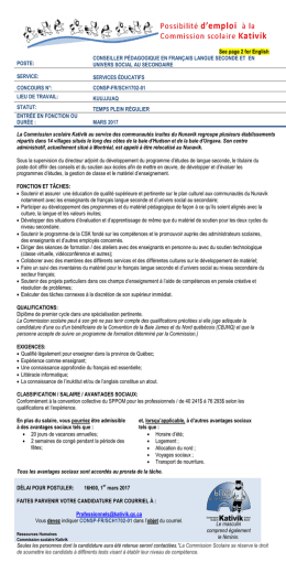 CONSEILLER P&Eacute;DAGOGIQUE EN FRAN&Ccedil;AIS LANGUE SECONDE