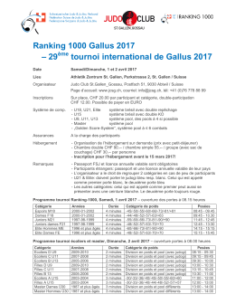 Ranking 1000 Gallus 2017 - Judo Club St.Gallen_Gossau