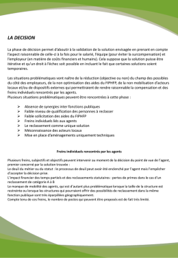 Freins individuels li&eacute;s aux agents