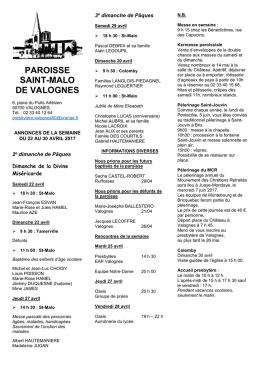 Annonces de la semaine