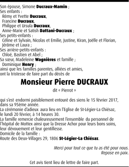 Monsieur Pierre DUCRAUX