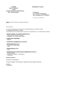 CONSEIL MUNICIPAL convocation 25 fevrier 2017