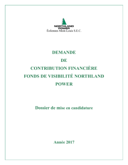 demande de contribution financi&egrave;re fonds de visibilit&eacute; northland power