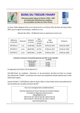 bons du tresor fihary - Tr&eacute;sor Public Malagasy