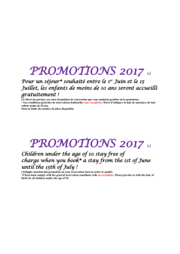 promotions 2017 - Camping Nature en Cévennes