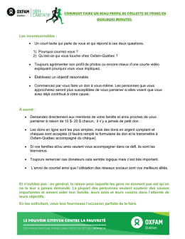 Un court texte qui parle de vous et qui répond à ces - Oxfam