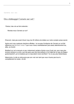 On a kidnappÃ© Carnets sur sol !