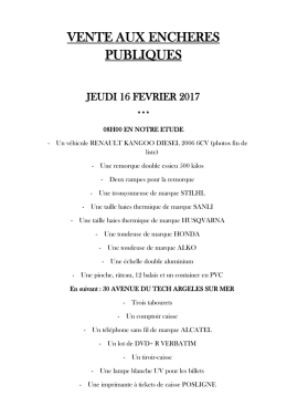 VENTE AUX ENCHERES PUBLIQUES