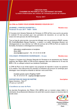 Lettre "Création Paris" Février 2017