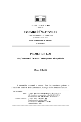 ASSEMBLÉE NATIONALE PROJET DE LOI