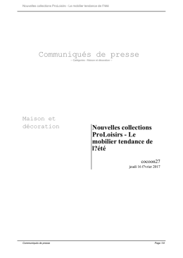 Nouvelles collections ProLoisirs