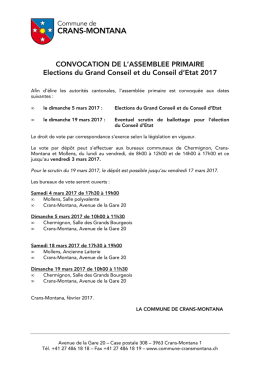 Convocation Assembl&eacute;e primaire - Commune de Crans