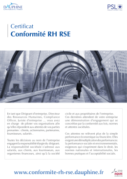 Certificat Conformit&eacute; RH RSE - Universit&eacute; Paris