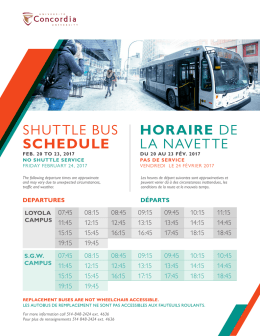 SHUTTLE BUS SCHEDULE HORAIRE DE LA NAVETTE