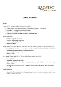 Gamme Sacatec - Sacatec Equipement