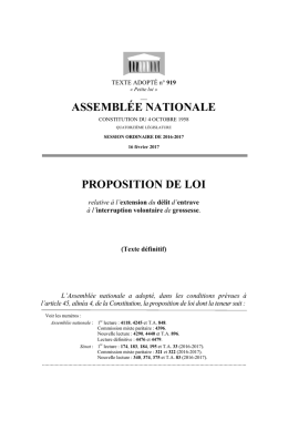 ASSEMBL&Eacute;E NATIONALE PROPOSITION DE LOI