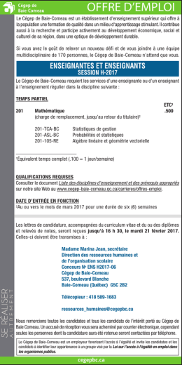 offre d`emploi - AMEQ en ligne