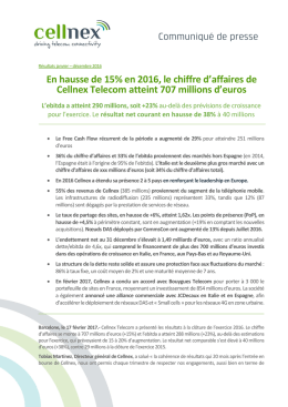 En hausse de 15% en 2016, le chiffre d`affaires de Cellnex Telecom