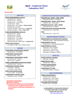 Calendrier - Comité Départemental Golf de l`Isère